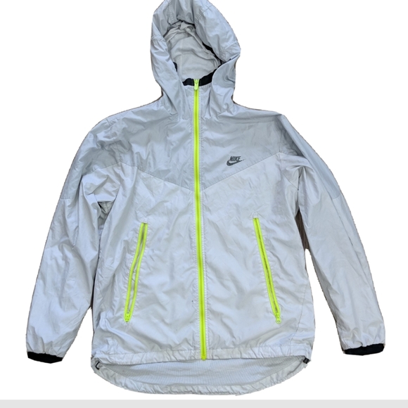 Nike Jackets & Blazers - Nike Athletic Hooded Windbreaker Full Zipper Pocket Jacket Gray/Neon  Women Med